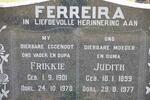 FERREIRA Frikkie 1901-1970 & Judith 1899-1977