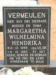 VERMEULEN Margaretha Wilhelmina Hendrika nee VLOK 1898-1983