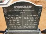 FOURIE Jan Willem Fredrik 1910-2002 & Wilhelmina Jacoba 1913-2001