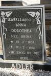 ADLER Isabella Anna Dorothea nee BRINK 1903-1986