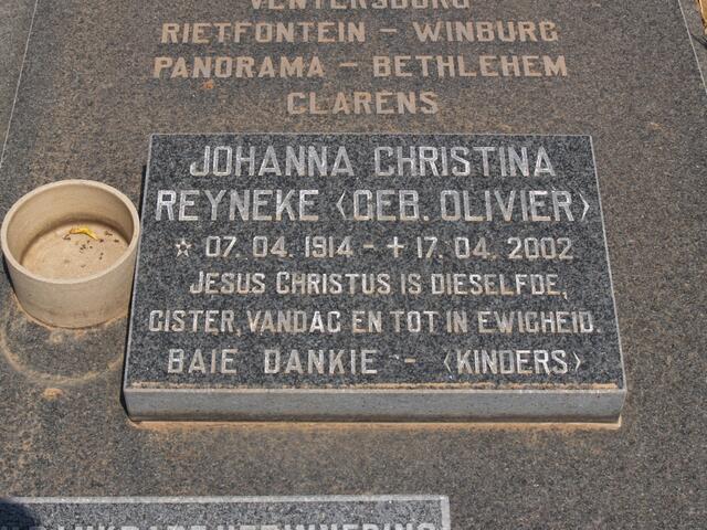 REYNEKE Johanna Christina nee OLIVIER 1914-2002
