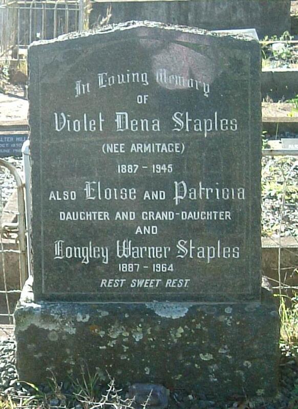 STAPLES Violet Dena nee ARMITAGE 1887-1945 :: STAPLES Eloise :: STAPLES Patricia :: STAPLES Longley 1887-1964