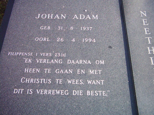 NEETHLING Johan Adam 1937-1994