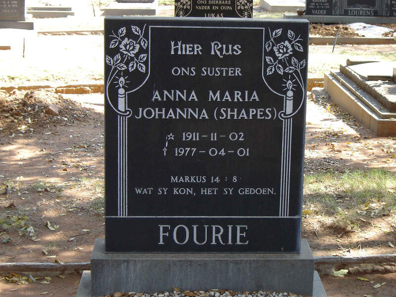 FOURIE Anna Maria Johanna 1911-1977