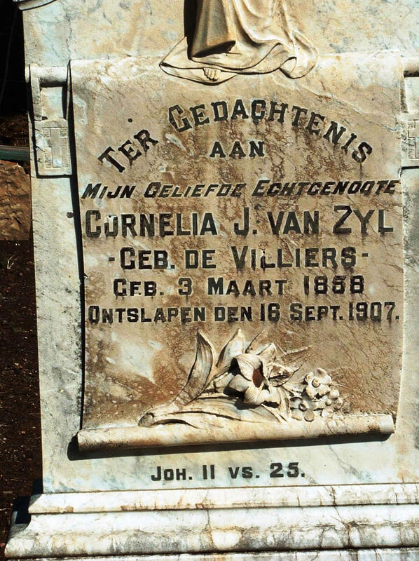 ZYL Cornelia, van nee DE VILLIERS 1858-1907