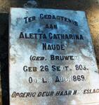 NAUDé Aletta Catharina nee BRUWER 1803-1869