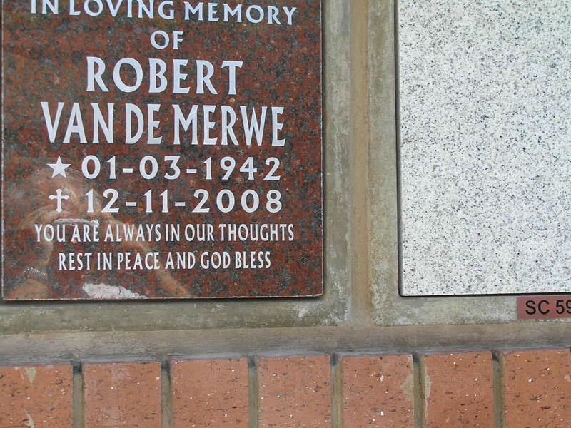 MERWE Robert, van de 1942-2008