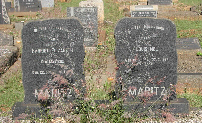 MARITZ Louis Nel 1884-1967 & Harriet Elizabeth MARTENS 1890-196?