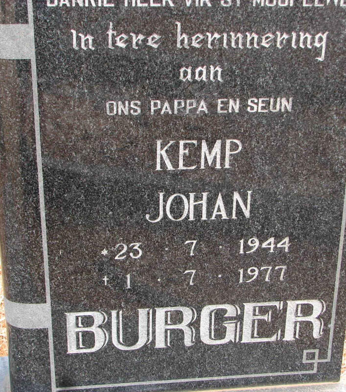 BURGER Kemp Johan 1944-1977