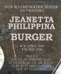 BURGER Jeanetta Philippina 1959-2006