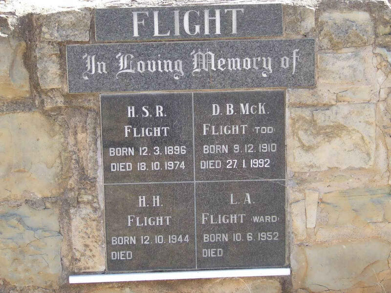 FLIGHT H.S.R. 1896-1974 :: FLIGHT D.B.McK 1910-1992 :: FLIGHT H.H. 1944- :: FLIGHT L.A. nee WARD 1952-
