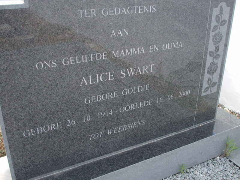 SWART Alice nee GOLDIE 1914-2000