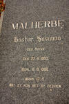 MALHERBE Hester Susanna nee KOTZE 1893-1980