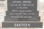 EKSTEEN Mattheus Gerhardus 1887-1962 & Rentia DE VILLIERS 1897-1974