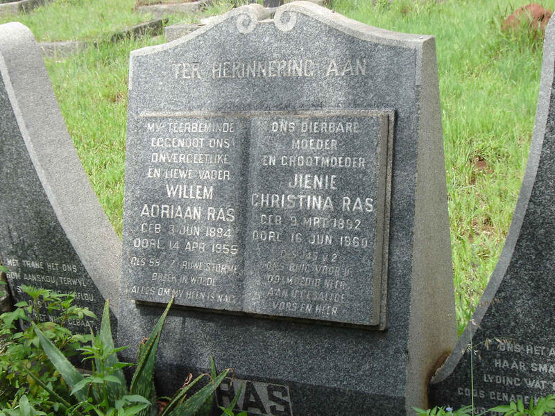 RAS Willem Adriaan 1884-1955 & Jienie Christina 1892-1960