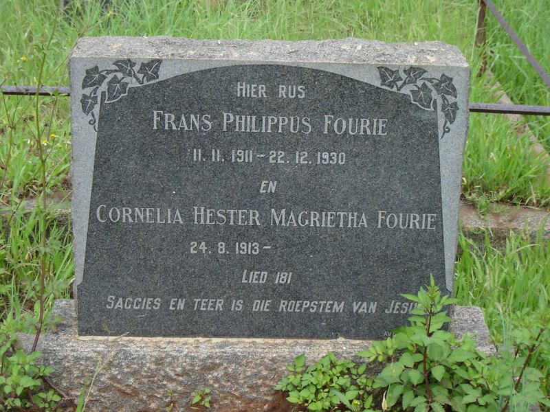 FOURIE Frans Philippus 1911-1930 & Cornelia Hester Magrietha 1913-
