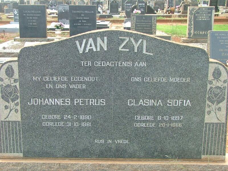 ZYL Johannes Petrus, van 1890-1981 & Clasina Sofia 1897-1966