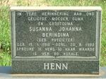 HENN Susanna Johanna Berdina nee POTGIETER 1910-1982