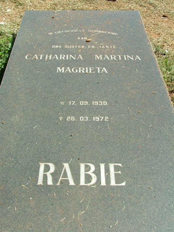 RABIE Catharina Martina Magrieta 1930-1972