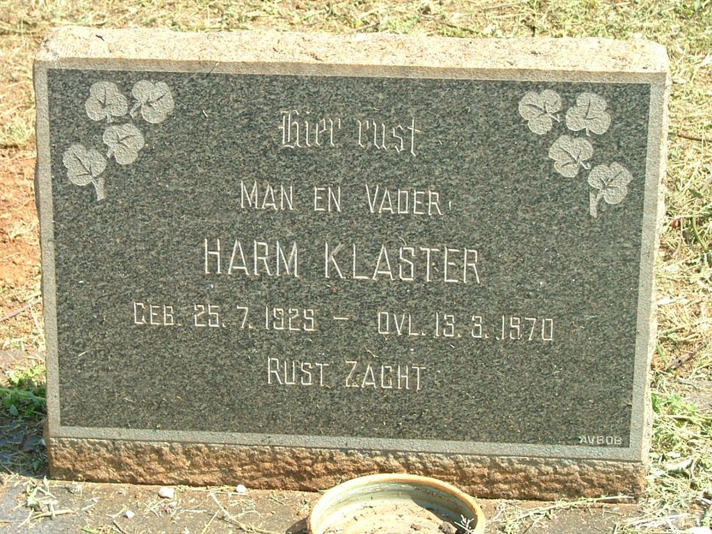 KLASTER Harm 1929-1970