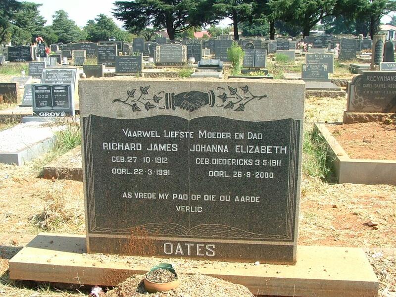 OATES Richard James 1912-1991 & Johanna Elizabeth nee DIEDERICKS 1911-2000