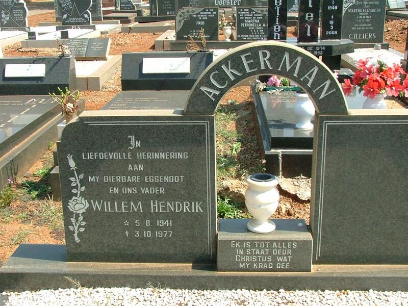 ACKERMAN Willem Hendrik 1941-1977