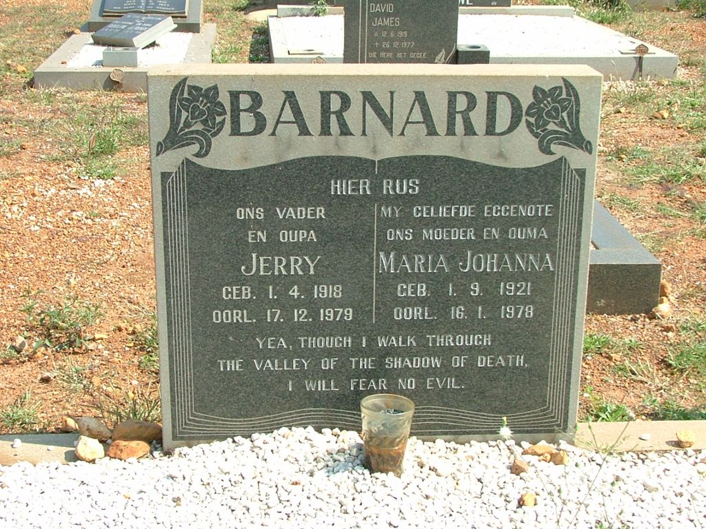BARNARD Jerry 1918-1979 & Maria Johanna 1921-1978
