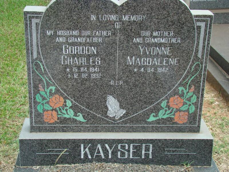 KAYSER Gordon Charles 1941-1992 & Yvonne Magdalene 1942-