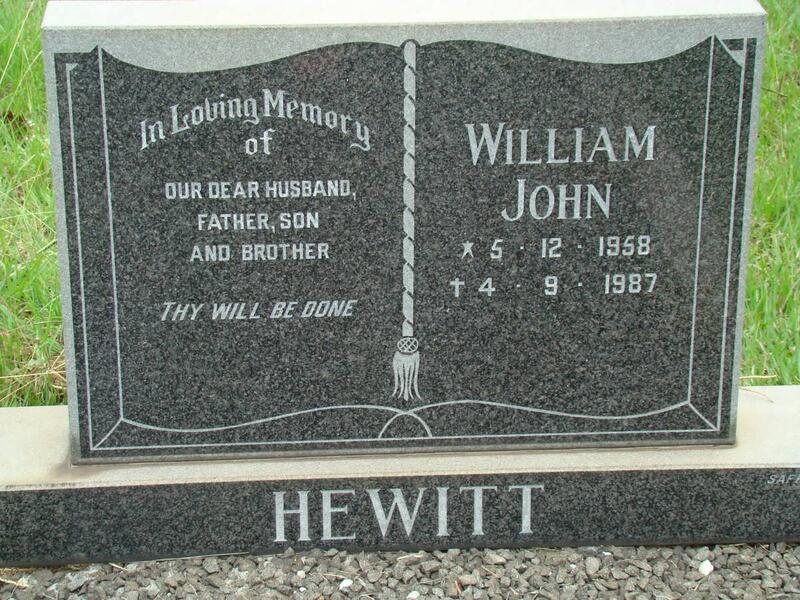 HEWITT William John 1958-1987