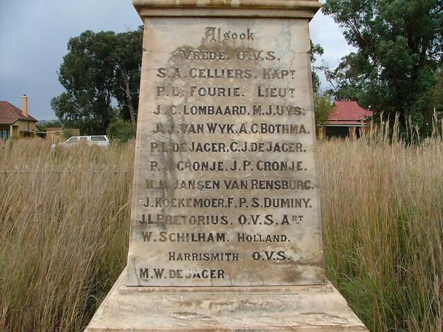2. Memorial to the soldiers who died at Vrede, OFS and Harrismith, OFS