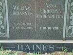 HAINES William Johannes 1911-1986 & Anna Christina Margaretha -2001