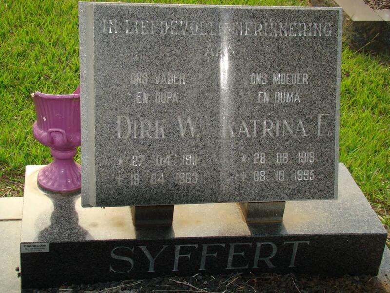 SYFFERT Dirk W. 1911-1963 & Katrina E. 1918-1995