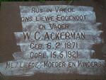ACKERMAN W.C. 1871-1921