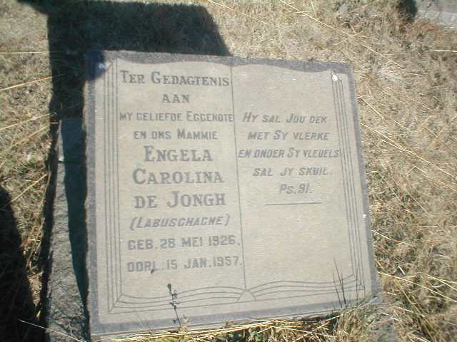 JONGH Engela Carolina, de, geb. LABUSCHAGNE 1926-1957