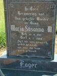 EAGER Maria Susanna W. 1912-2004