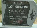 NIEKERK Alida, van 1945-2005