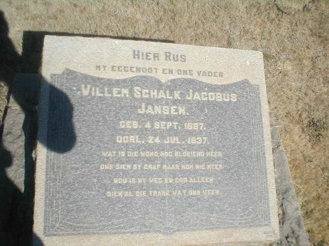 JANSEN Willem Schalk Jacobus 1887-1937