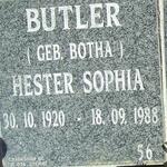 BUTLER Hester Sophia 1920-1988 nee BOTHA