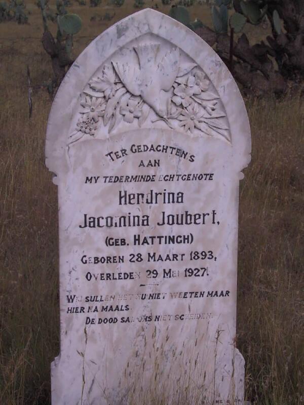 JOUBERT Hendrina Jacomina nee HATTINGH 1893-1927