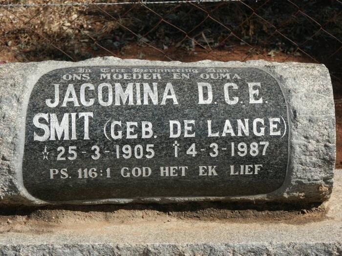 SMIT Jacomina D.C.E. nee DE LANGE 1905-1987