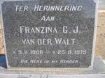 WALT Franzina C.J., van der 1906-1975