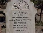 VENTER Anna Sophia nee PRETORIUS 1870-1926