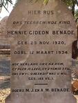 BENADE Hennie Gideon 1920-1934