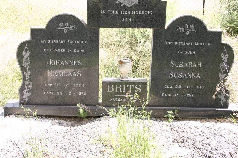 BRITS Johannes Nicolaas 1904-1973 & Susarah Susanna 1910-1983