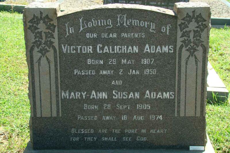 ADAMS Victor Calighan 1907-1950 & Mary-Ann Susan 1905-1974