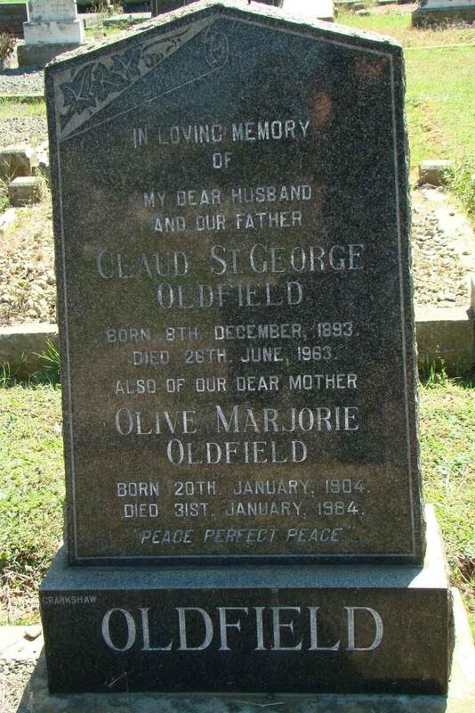 OLDFIELD Claud St. George 1893-1963 & Olive Marjorie 1904-1984