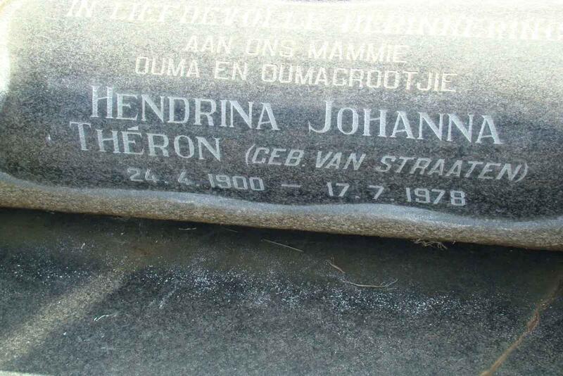 THERON Hendrina Johanna nee VAN STRAATEN 1900-1978