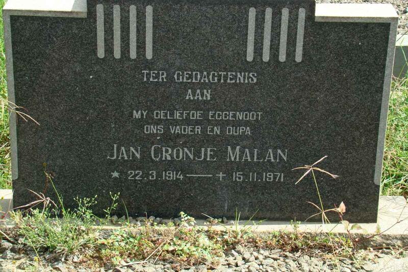 MALAN Jan Cronje 1914-1971