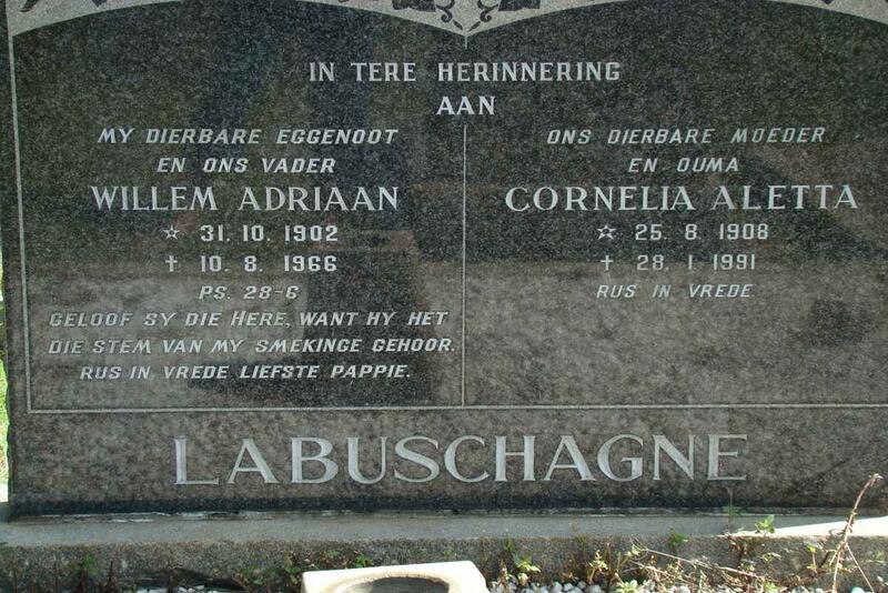 LABUSCHAGNE Willem Adriaan 1902-1966 & Cornelia Aletta 1908-1991