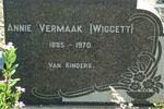 VERMAAK Annie nee WIGGETT 1885-1970